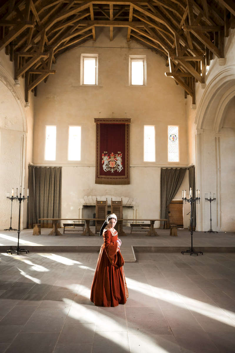 Historic Scotland  - Stirling Castle great hall with a woman in period dress