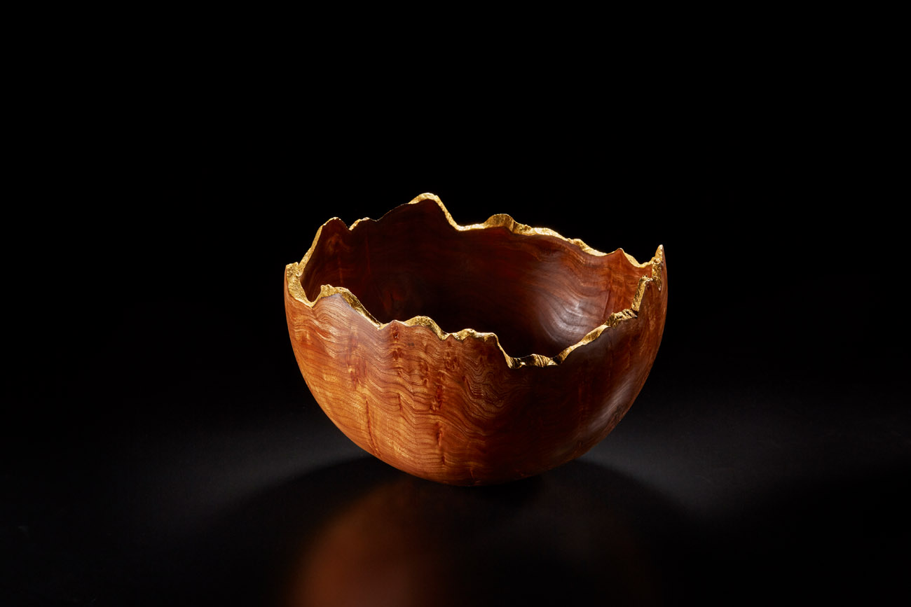 Hand turned wooden bowl in the studio