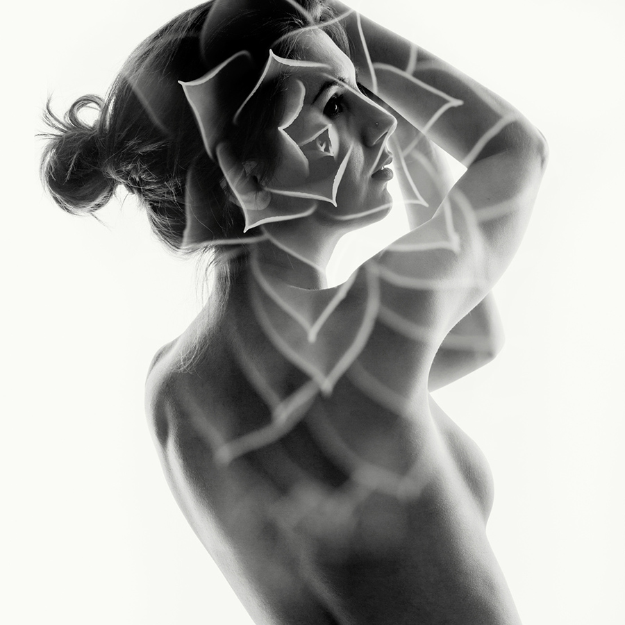 double exposure  portrait of a nude girl
