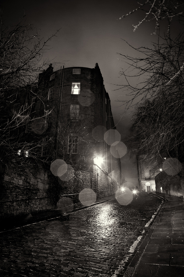 wet street in Edinburgh