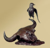 life size bronze, buffalo skull with crow, Ernest Berke's personal logo, by western artist Ernest berke 