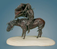  bronze sculpture, white marble base, starving Indian and horse, January by western artist Ernest Berke
