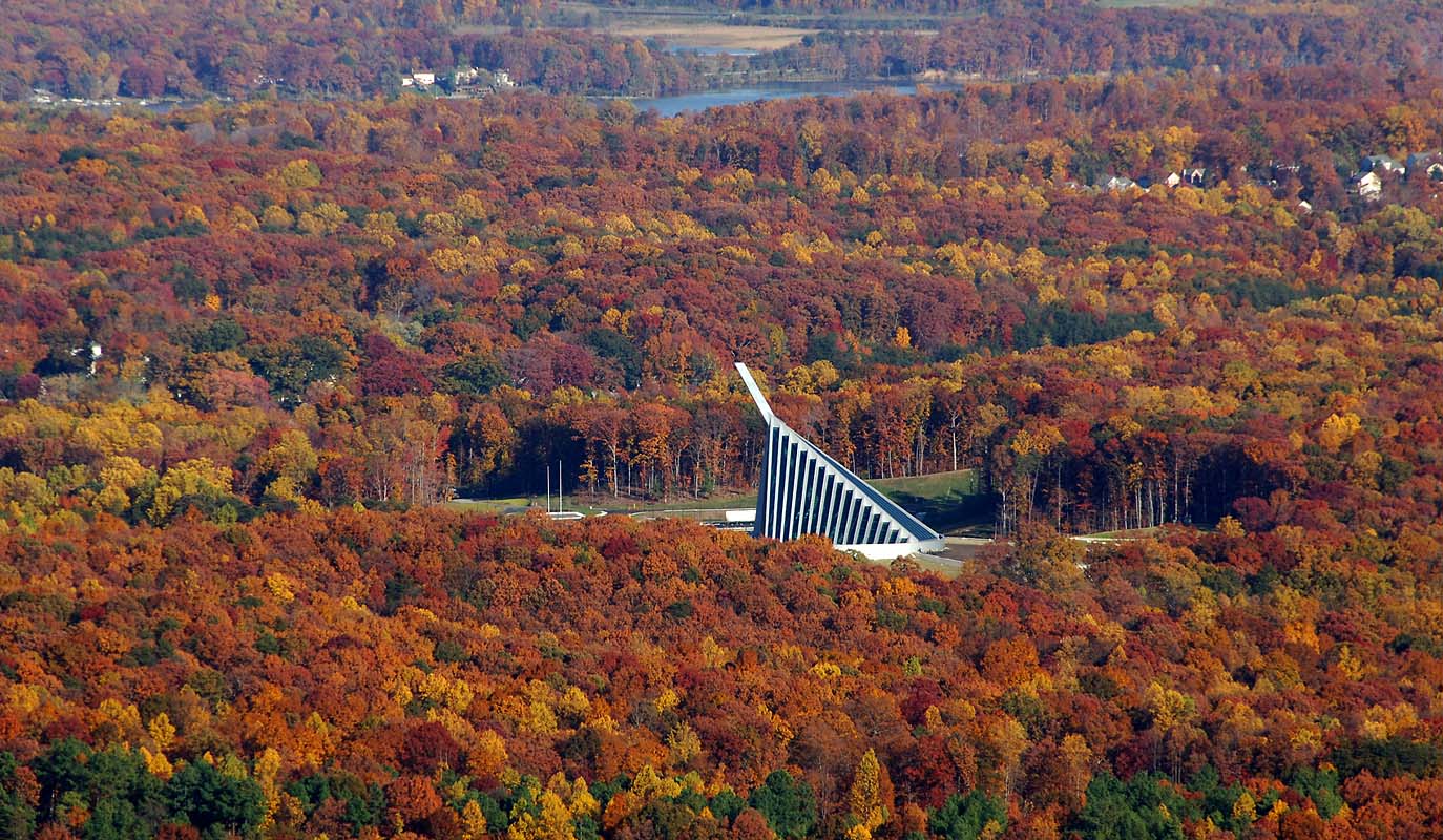 aerial view with fall color