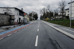 An empty road and sidewalks in the town of Kranj, Slovenia, during the coronavirus outbreak nationwide lockdown on March 22, 2020.
