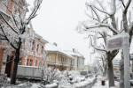 A frozen street is seen in Postojna, Slovenia, February 5 2014.
