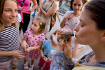 A street performer kisses a frog in Škofja Loka, Slovenia, on June 21, 2008. Frogs and snakes are a common part of buffoon performances and attract crowds of people.