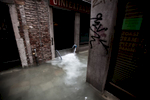 Floodwater is pumped out of a building in Venice during one of the highest floods in recent years on November 1, 2012. The city is sinking one to two milimeters a year, while the north lagoon is subsiding 2 to 3 mm a year and the islands in the south lagoon are sinking at a rate of 3 to 4 mm a year. This subsidence will have to be accounted for by the scientists trying to protect the lagoon.