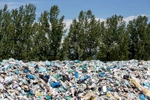Due to prolonged deal negotiations between the government and recycling companies waste packaging waits to be processed at the Regional waste management center RCERO Ljubljana on May 10,2019.