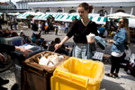Voka Snaga, Ljubljana's waste management company, provides separate bins for packaging, biological and residual waste and staff at major public events like Open Kitchen (pictured here), a popular food market with over 50 vendors and up to 10,000 visitors daily. They separately collect about 95% of waste generated at the event.