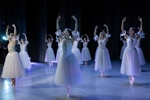 LVIV, UKRAINE - Ballet dancers are seen onstage during the performance of Giselle on June 10, 2022 in Lviv, Ukraine. The Lviv National Opera house started performances last month for both ballet and opera.The bomb shelter can only hold 300 people so tickets are limited incase a siren goes off during the performance. (Photo by Paula Bronstein /Getty Images)
