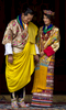 PUNAKHA, BHUTAN - OCTOBER 13: His majesty King Jigme Khesar Namgyel Wangchuck, 31 and the Queen Jetsun Pema, 21, walk out after their marriage ceremony is completed on October 13, 2011 in Punakha, Bhutan. The Dzong is the same venue that hosted the King's historic coronation ceremony in 2008. The Oxford-educated king is popular in the country and the ceremony will be followed by celebration in the capital and countryside.  (Photo by Paula Bronstein/Getty Images)