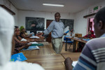 Migrants take french lessons at the Association Solidarite Mayotte in Mamoudzou, Mayotte, France on Tuesday, June 16, 2015. The association is the only center in Mayotte to propose a complete assistance to migrants. They have to complete the Delf B1 certificate to obtain a visa.