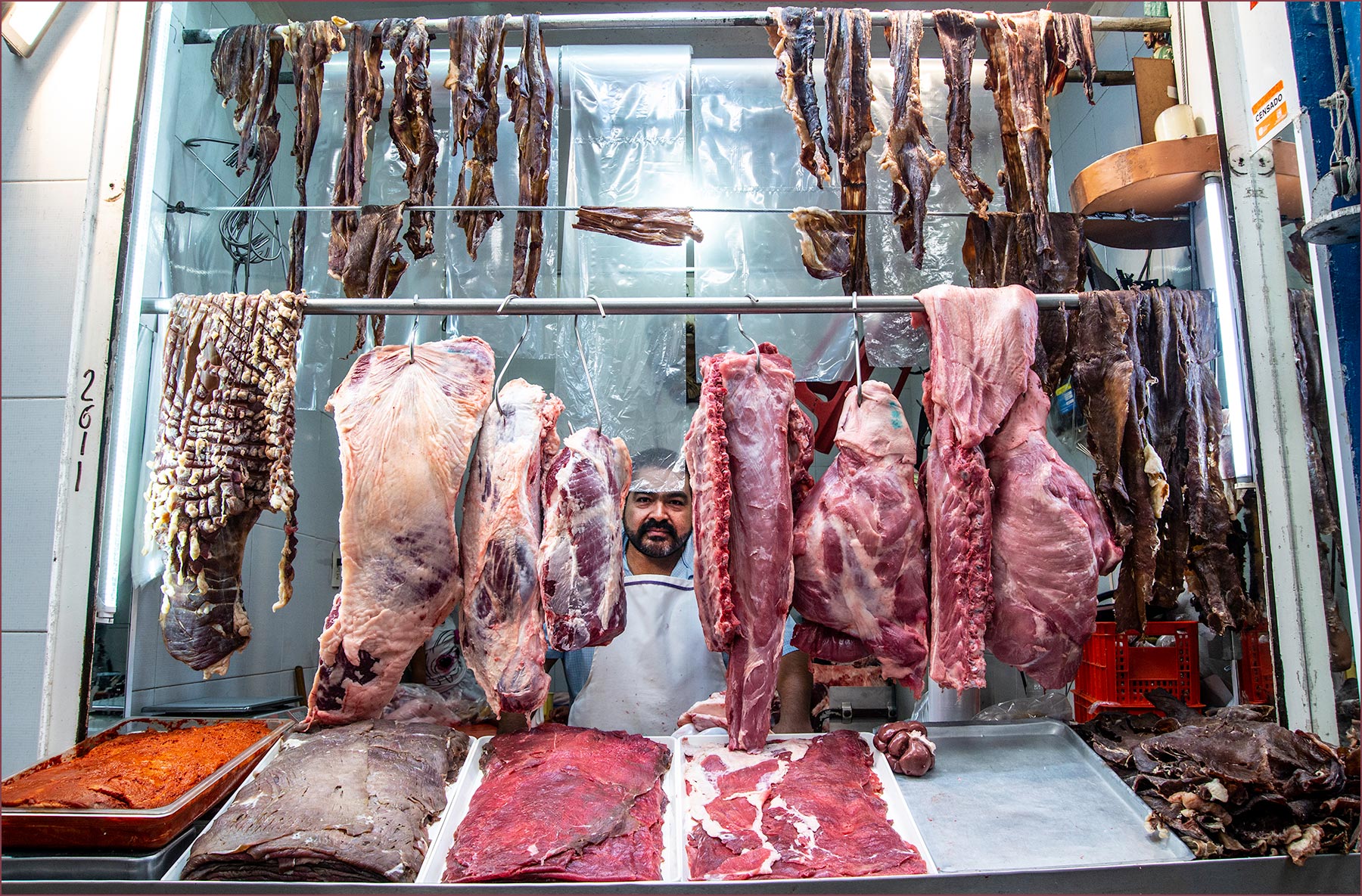 Oaxaca Mexico: Butcher from the Meat Market