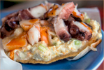 Scallop,octopus,crab salad at La Guelagueta-Carl-Kravats-Photography