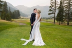 Tahoe Wedding at Squaw. Bride and Groom after ceremony enjoying the mountains.