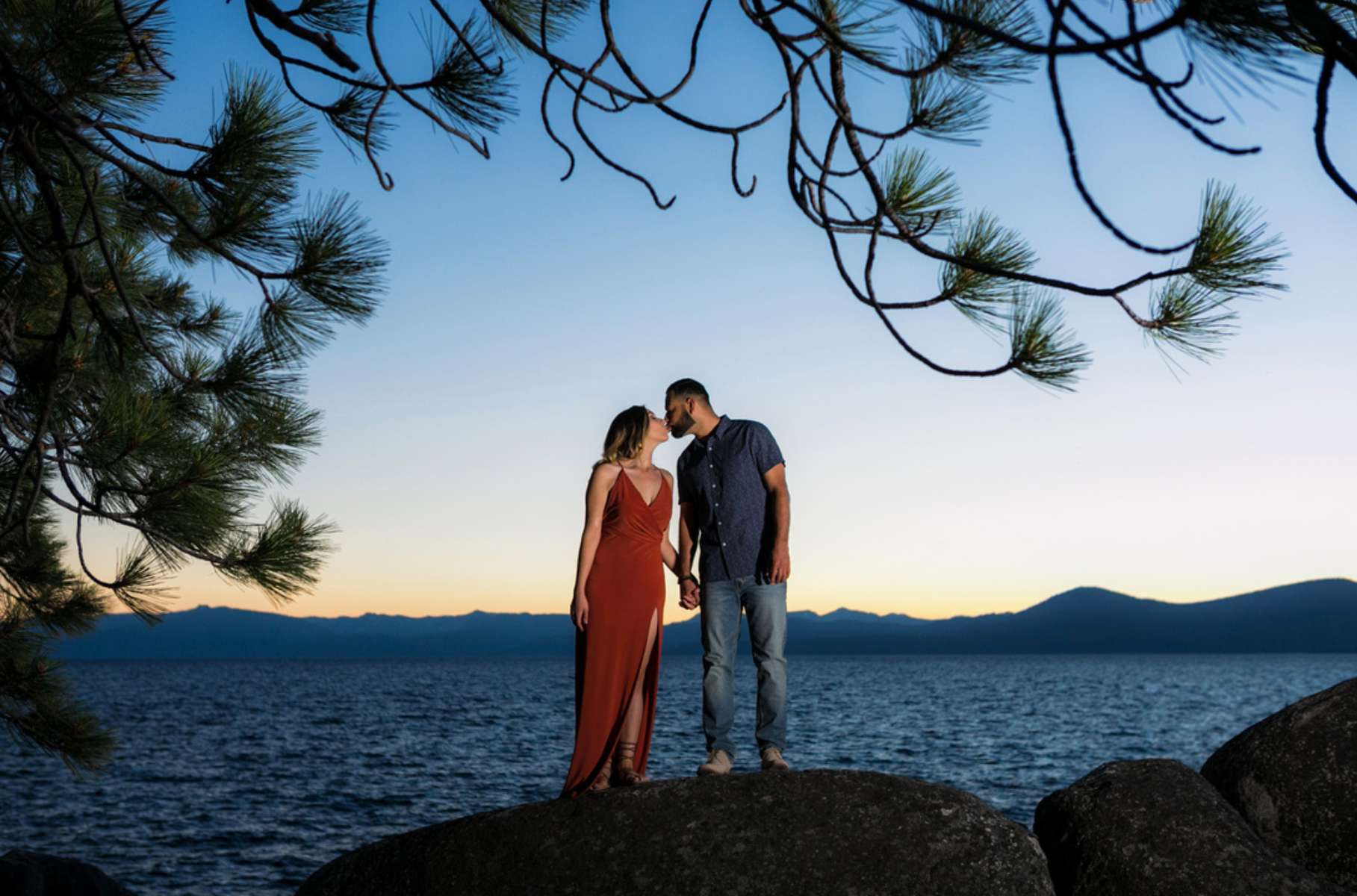 Embracing Love's Beauty at Lake Tahoe. Love sparkles as bright as Lake Tahoe's waters 