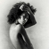 fine art black and white studio female nude with an afro