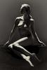 fine art black and white studio female seated nude 