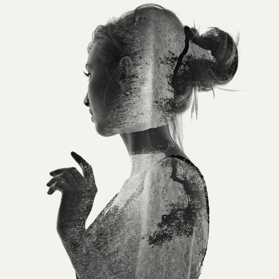 double exposure  portrait of a girl.