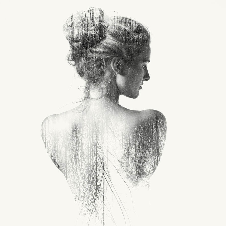 double exposure nude of a woman