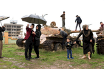 In Halabja, Kurdish families pose before tanks that were once used to exterminate them.  In 2006, the ex-president of Iraq, Saddam Hussein, was charged with the Anfal genocide which killed between 50,000 to 182,000 Kurds, and destroyed all ancestral Kurdish villages of north Iraq.  