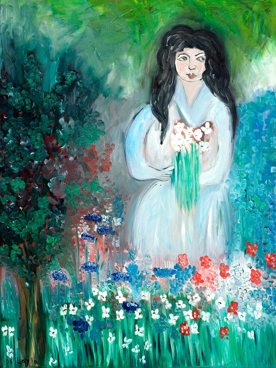 Lady Picking Flowers