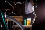 Genesee Beer in bike workshop. Beverage photography for Genesee Brewery.
