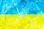 Water splash in Ukraine colors. by Burlington Vermont commercial photography studio JAM Creative