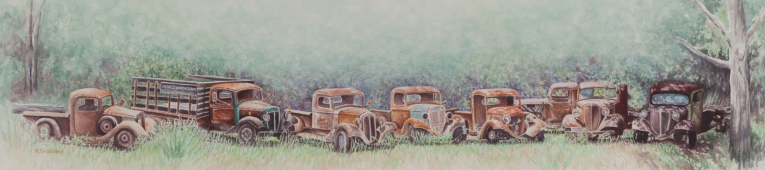 A grouping of 1933 - 1938 International Harvester trucks in Atascadero, CA