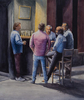 Five men outside a Taverna, Madrid, Spain