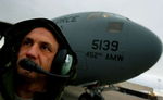March Air Reserve Base C-17 aircrew member Master Sgt. Lee Markos assists in refueling the aircraft at Hill Air Force Base in Utah. (The Press-Enterprise/ Mark Zaleski)