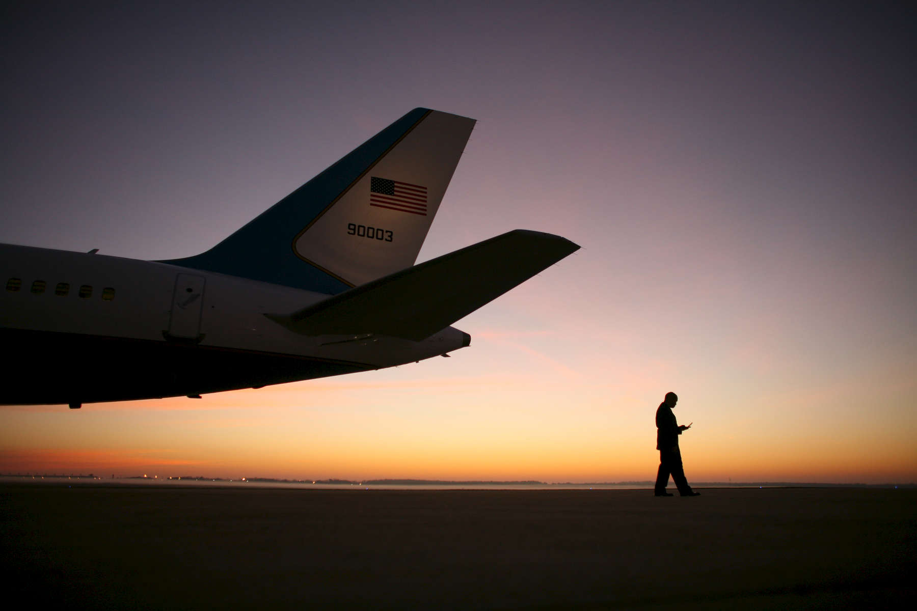 President Bush: Andrews Air Force Base departure en route Estonia.