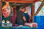 Fresh meats for sale, in the heat
