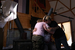 Penny Logue and Ash Kreis hug Bonnie Nelson after Nelson gave a particularly difficult on camera interview about Nelson’s family to Kreis, who is doing a documentary about the ranch at their home at the Tenacious Unicorn Ranch.