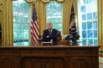 SUMMARY: 2019 was a year of an embattled president under investigation. The first part of the year was dominated by the Mueller Report. The second part of the year ended with the impeachment of the president.CAPTION:U.S. President Donald Trump can be seen the day after he made the phone call to Ukrainian President Volodymyr Zelensky which would eventually spur his impeachment, listening to a question from the news media from behind the Resolute Desk in the Oval Office of the White House in Washington, U.S., July 26, 2019. 