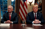 U.S. President Donald Trump speaks to the news media while gathering for a briefing from his senior military leaders, including Defense Secretary James Mattis (L), in the Cabinet Room at the White House in Washington, U.S., October 23, 2018. REUTERS/Leah Millis