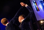 Tom Dane and Kevin Haycock participate in the final of the 45 + Men dance competition at the Gay Games, in Guadalajara, Mexico, on November 7, 2023.