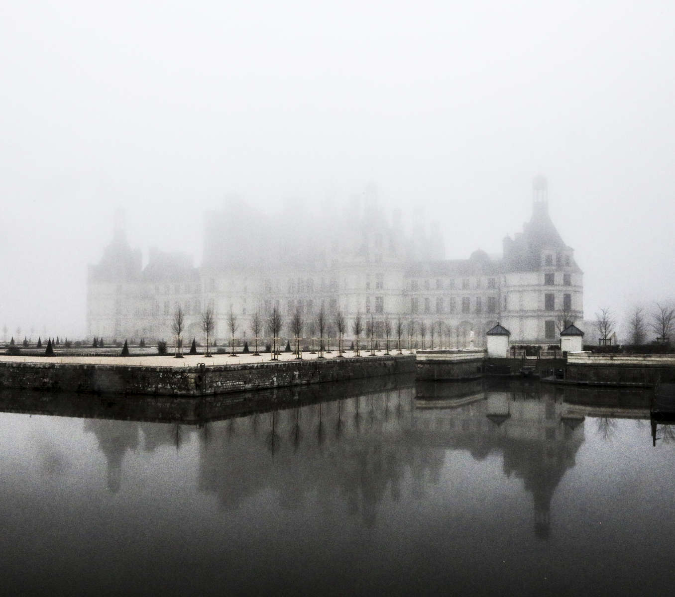 The castle of Chambord in the mist.