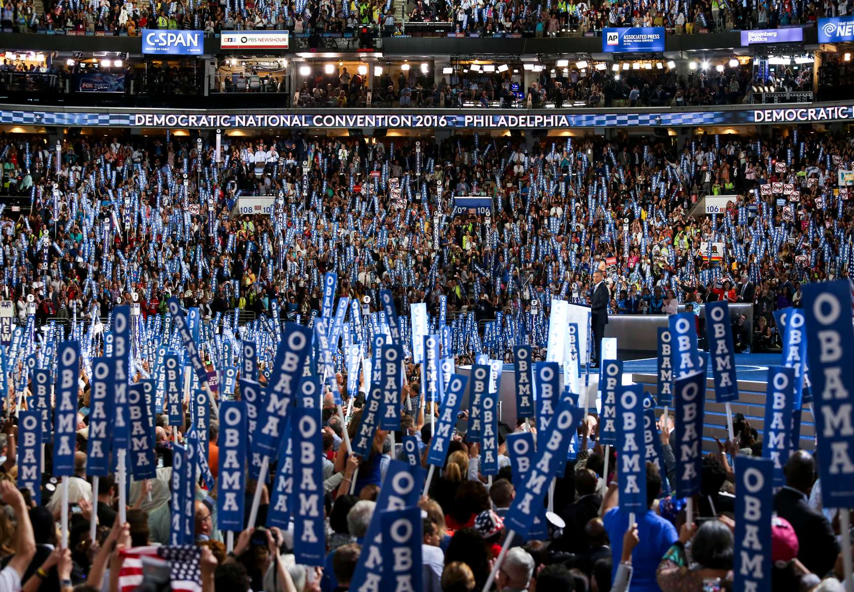 07252016 - Philadelphia, Pennsylvania, USA - US President Barack Obama address the delegates on the third day of the Democratic National Convention at the Wells Fargo Center.