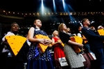 07262016 - Philadelphia, Pennsylvania, USA - US Wisconsin delegates pray at the beginning of the fourth day of the Democratic National Convention at the Wells Fargo Center. 