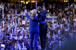 Hillary Clinton and President Obama on the third day of the DNC.