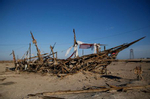 An art installation is seen on the Salton Sea’s beach, as California faces its worst drought since 1977, in Bombay Beach, California, U.S., July 4, 2021. 
