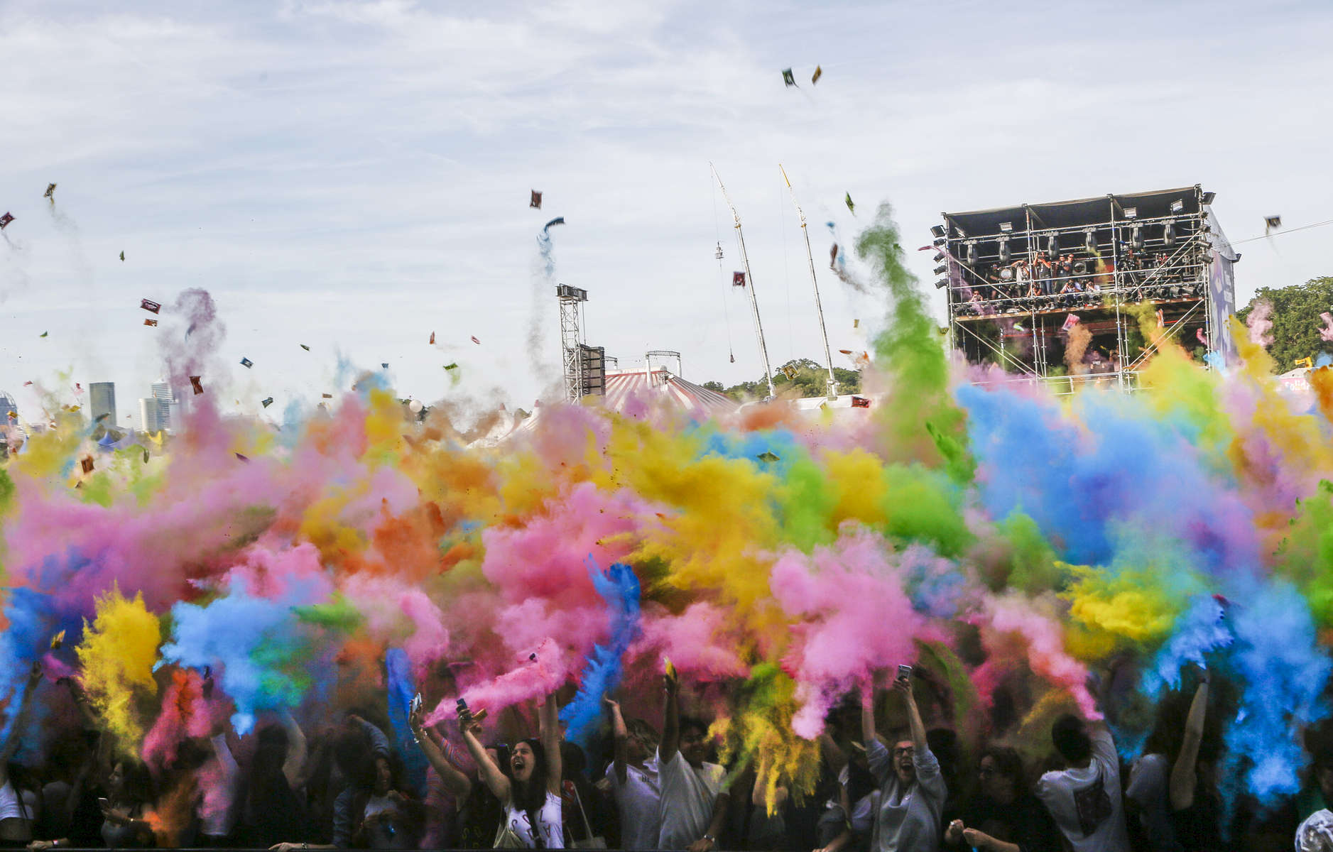 Color party at Solidays, a music festival, in Paris, France. 