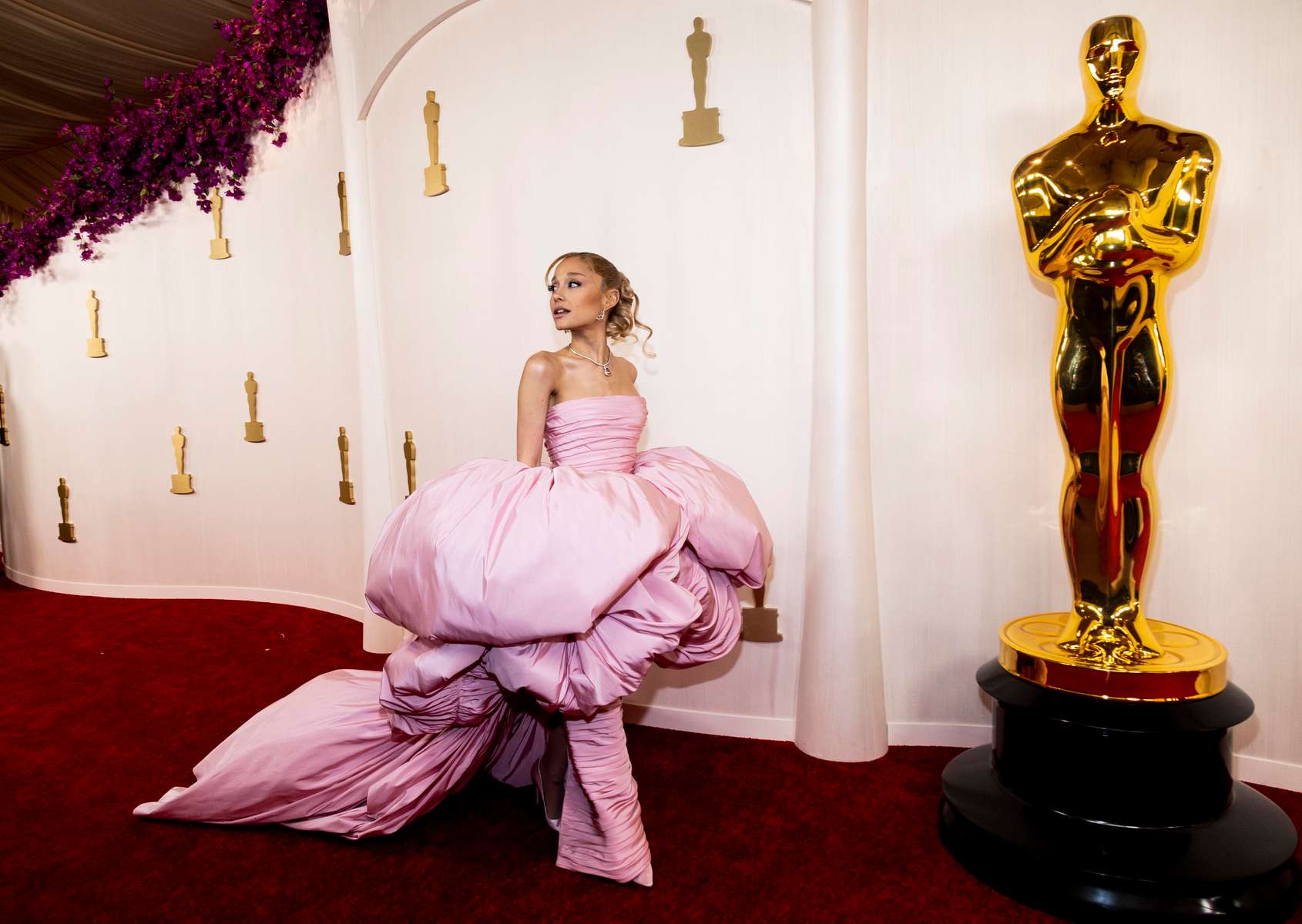 Ariana Grande poses on the red carpet during the Oscars arrivals at the 96th Academy Awards in Hollywood, Los Angeles, California, U.S., March 10, 2024.