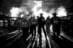 Contestants participate in the Grand Entry before the evening's competitions of the 2019 Indian National Finals Rodeo in Las Vegas, Nevada on October 25, 2019.