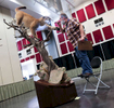 Judge Phil Soucy looks at an entry during the World Taxidermy & Fish Carving Championships, at the Springfield Expo Center, in Springfield, Missouri on May 1, 2019.