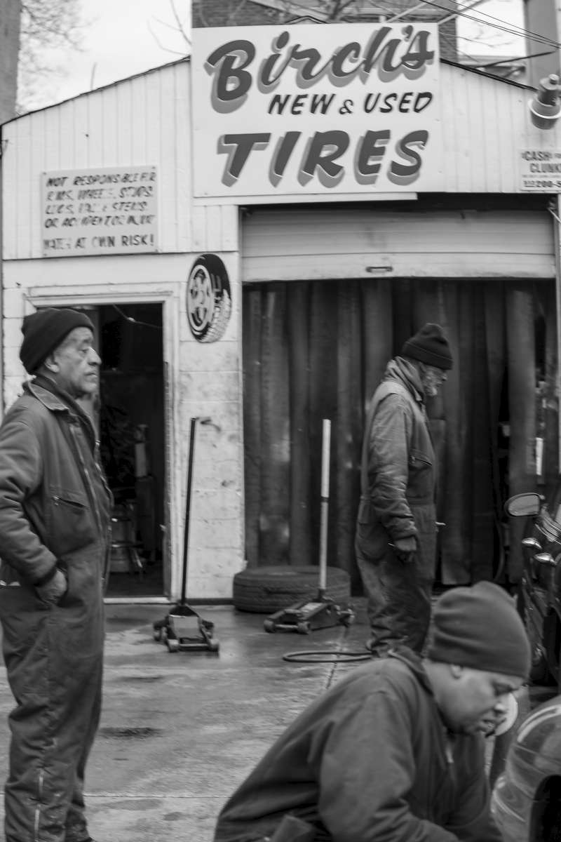 Birch's Tire sells affordable tires to low-income residents of OTR and the West End.  His shop is located on the corner of Liberty and Elm Streets Cincinnati, Ohio.