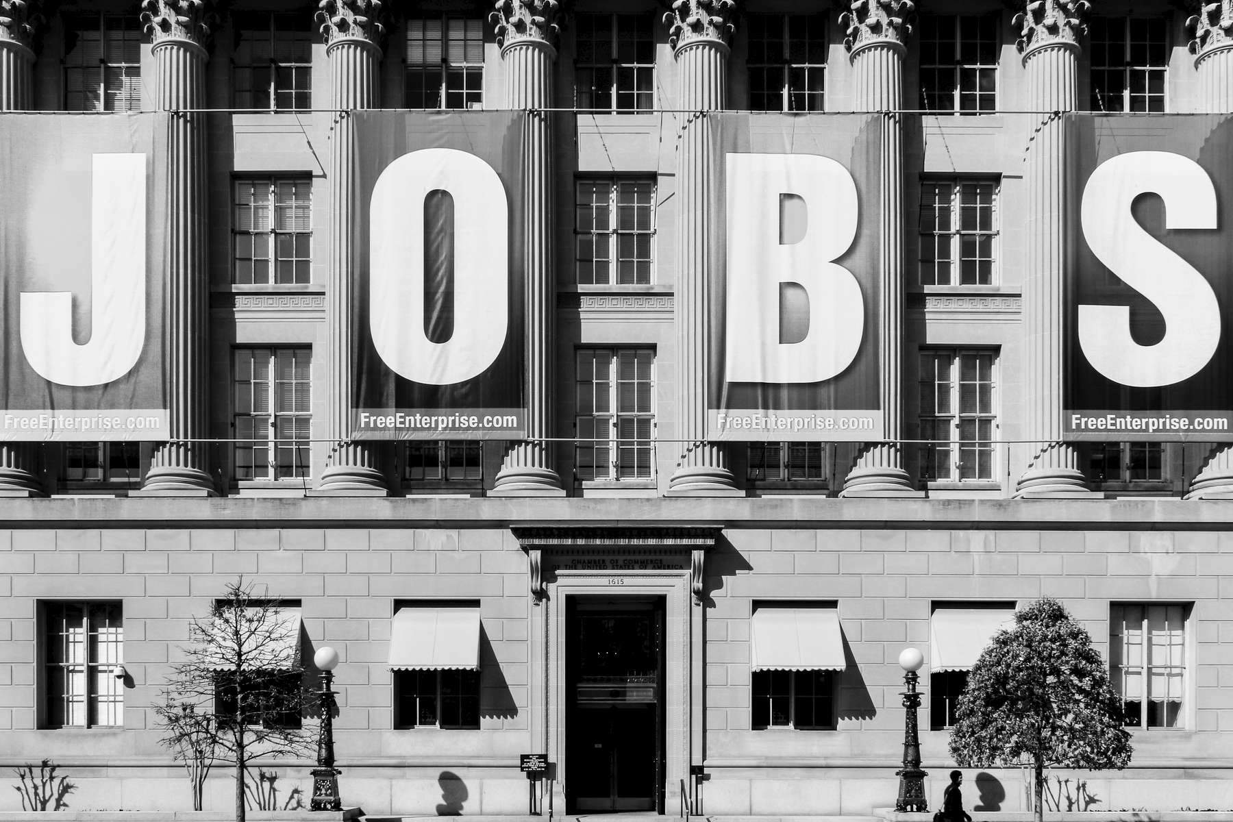 This is an image of the Department Of Commerce Building Washington, DC.  While the U.S. job growth has picked up & unemployment rate have fallen starting in 2010 to current 4.1 percent, the unemployment rate of African Americans is remains much higher than the average at 6.8%(1).  These data show that there a significant gap that needs to be bridged with jobs.(1) NPR, By Danielle Kurtzleben - January 8, 2018 5:18 PM ET