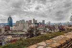 Cincinnati, Ohio skyline from atop Mount Adams, Celestial Towers overlook.  We in Cincy enjoy our share of bright, sunny days.  We also experience more than our share of dark, foreboding, and even eerie weather.  These are the days that make us want to stay inside and binge-watch Netflix.  But when we venture outdoors on those dark days, we can experience a quiet calm, a serenity that, on sunny days, is interrupted by the dominant glare and heat from our star.  While I prefer the energy that comes from basking in the bright sunlight, I've learned to embrace the quiet time in the Dark City.The title Dark City is also homage to the 1998 stylishly gloomy suspense movie by that name.  Thankfully, Cincinnati is not as dark as this fictional city.