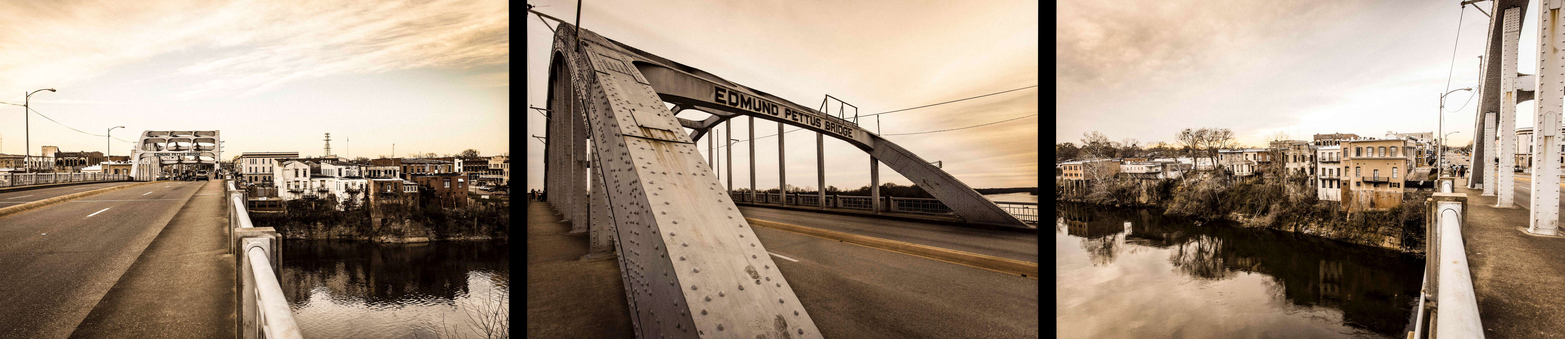 Edmund Pettus Bridge - Selma, ALThe Edmund Pettus Bridge has become one of the most hallowed sites in America's civil rights history.   The 1965 voting rights march from Selma to Montgomery, Alabama became known as Bloody Sunday because it ended in state troopers beating nonviolent protesters as they tried to cross the bridge with the name Edmund Pettus emblazoned across the steel beam.  Aside from being a two-term U.S. senator and a Confederate general, Pettus was a Grand Dragon of the Alabama Ku Klux Klan. When legislators decided to name the bridge after Pettus in 1940, there was no mistaking the message they wanted to send.   Today, Selma is a quiet little town, but the Edmund Pettus Bridge still stands, and is the nations only marker that has gone from honoring white supremacy to becoming a great monument to racial equality.  Much has changed since Bloody Sunday, but racism is still alive and well in America…it just looks different.